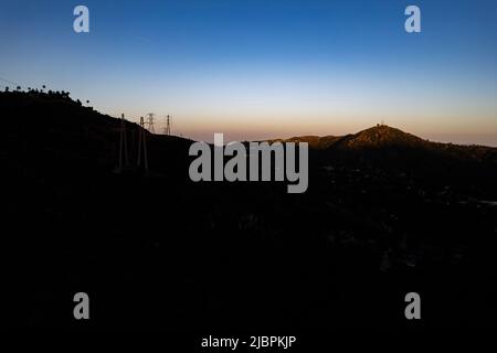 Horizon, sunset, sky from hills in Los Angeles Stock Photo