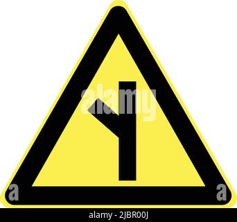 Warning signs, Road signs in China, A wide variety of road signs are displayed in the People's Republic of China. Fork road on left front Stock Vector