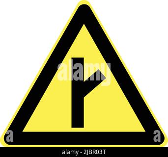 Warning signs, Road signs in China, A wide variety of road signs are displayed in the People's Republic of China. Fork road on right front Stock Vector