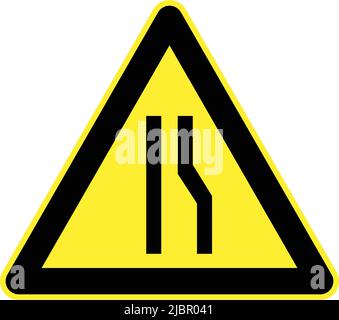 Warning signs, Road signs in China, A wide variety of road signs are displayed in the People's Republic of China. Road narrows on right Stock Vector