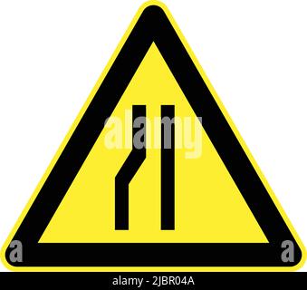 Warning signs, Road signs in China, A wide variety of road signs are displayed in the People's Republic of China. Road narrows on left Stock Vector