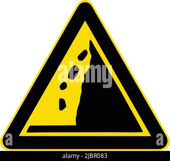 Falling rocks or debris on right , Gallery of All Warning Signs, Road signs in China Stock Vector