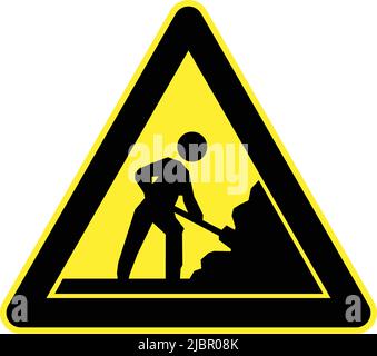 Roadworks ahead, Gallery of All Warning Signs, Road signs in China Stock Vector