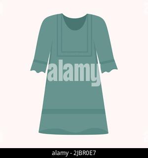 Boho style dress. Boho style fashion outfit. Fashionable clothes. Stock Vector