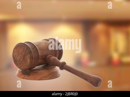 Mallet of judge, Court gavel,Law theme, Wooden judge gavel. Stock Photo