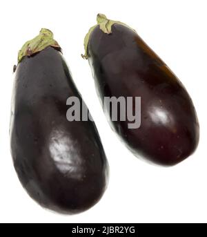 Two eggplants isolated on white background Stock Photo