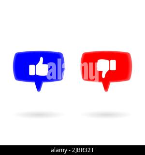 Like and unlike icons button 3d stylized Stock Vector