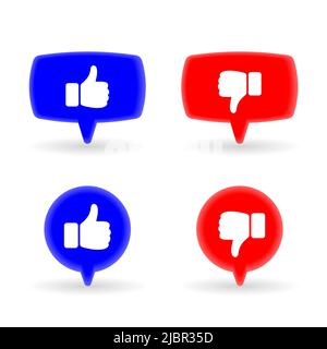 Like and unlike icons button 3d stylized Stock Vector