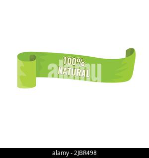 Curved green ribbon in solid and flat color style Stock Vector