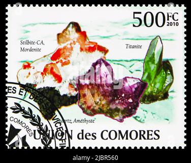 MOSCOW, RUSSIA - MAY 20, 2022: Postage stamp printed in Comoros