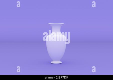 Vase isolated on purple background, 3D rendering. Stock Photo