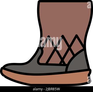 Woman Fluffy Boot Icon. Editable Bold Outline With Color Fill Design. Vector Illustration. Stock Vector