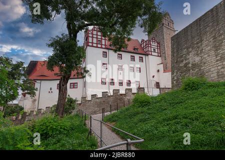 Castle Bernburg – the Castle in valley Saal. The Castle existed on this seat, possibly, already in 11 century, nevertheless, as “Berneburch” it is men Stock Photo
