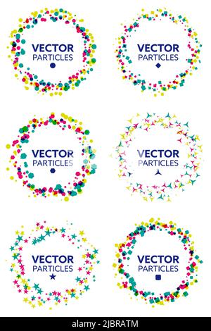 Set of Colored Circles Formed by Different Geometric Shapes. Abstract design elements. Vector illustration. creative abstract vector set. Stock Vector
