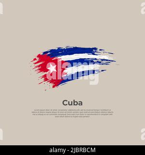 Cuba flag. Brush strokes. Brush painted cuban flag on a light background. Vector design national poster, template. Place for text. State patriotic ban Stock Vector