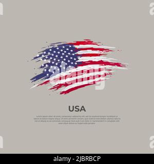 USA flag. Brush strokes. Brush painted us flag on a white background. United States national poster vector design, template. Place for text. State Stock Vector