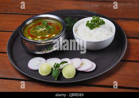 Rice and palak shorba, Main Course Stock Photo