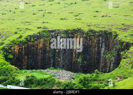 Mountain excavation, Baner, Pune, Maharashtra, India Stock Photo