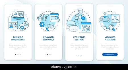 Advanced search engine optimization blue onboarding mobile app screen Stock Vector