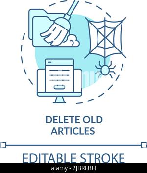 Delete old articles turquoise concept icon Stock Vector