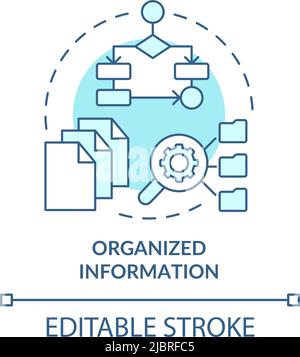 Organized information turquoise concept icon Stock Vector