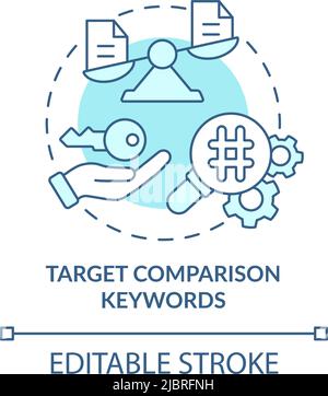 Target comparison keywords turquoise concept icon Stock Vector