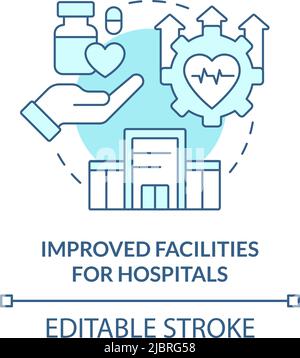 Improved facilities for hospitals turquoise concept icon Stock Vector