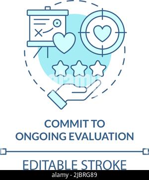 Commit to ongoing evaluation turquoise concept icon Stock Vector
