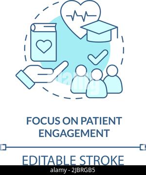 Focus on patient engagement turquoise concept icon Stock Vector