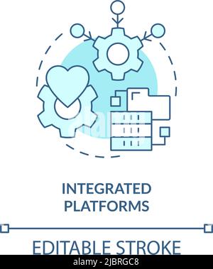 Integrated platforms turquoise concept icon Stock Vector
