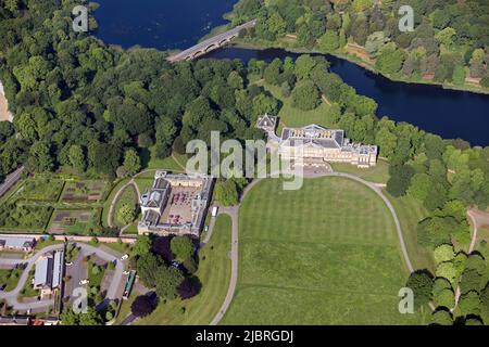 aerial view of Nostell Manor House, Wakefield, West Yorkshire Stock Photo