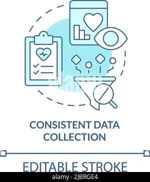 Consistent data collection turquoise concept icon Stock Vector