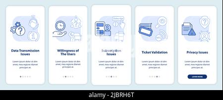 MaaS issues light blue onboarding mobile app screen Stock Vector