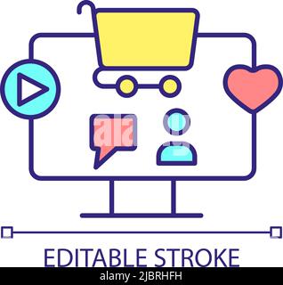 Ecommerce website development RGB color icon Stock Vector