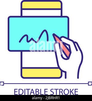 Electronic signature on mobile phone RGB color icon Stock Vector