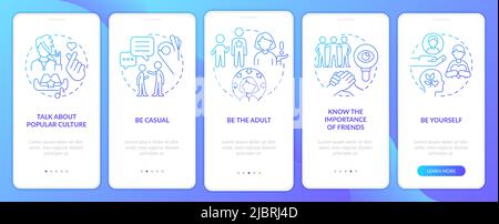 Coping with teenagers blue gradient onboarding mobile app screen Stock Vector