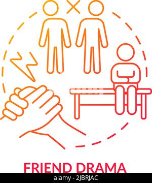 Friend drama red gradient concept icon Stock Vector