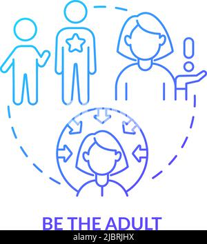 Be positive adult role model blue gradient concept icon Stock Vector