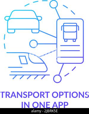Transport options in one app blue gradient concept icon Stock Vector