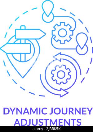 Dynamic journey adjustments blue gradient concept icon Stock Vector