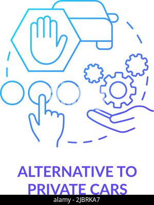 Alternative to private cars blue gradient concept icon Stock Vector