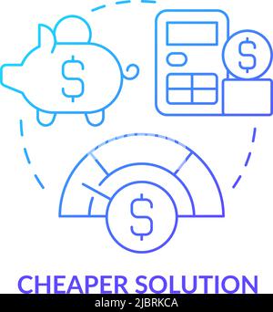 Cheaper solution blue gradient concept icon Stock Vector