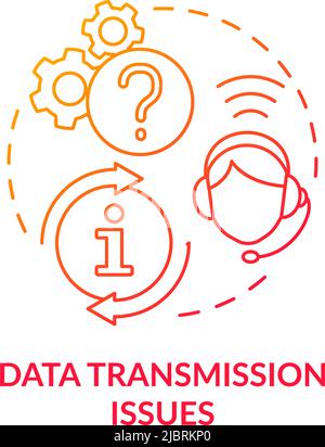 Data transmission issues red gradient concept icon Stock Vector