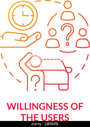 Willingness of users red gradient concept icon Stock Vector