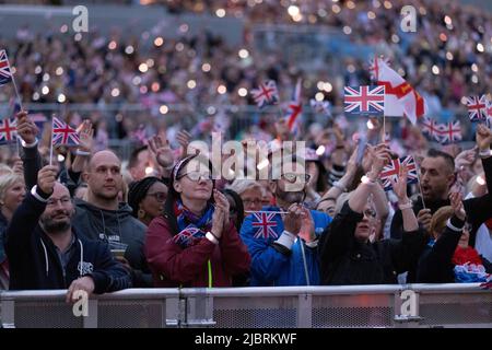 Platinum Jubilee Party at The Palace Concert, The Queen 70th Platinum Jubilee Celebration, Queen Victoria Monument, Buckingham Palace, London, UK Stock Photo