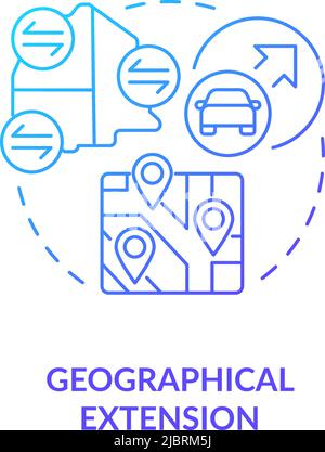 Geographical extension blue gradient concept icon Stock Vector