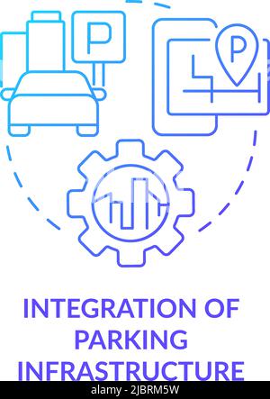 Integration of parking infrastructure blue gradient concept icon Stock Vector