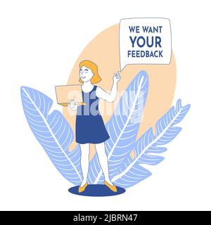 Customer feedback assessment flat vector illustration Stock Vector ...