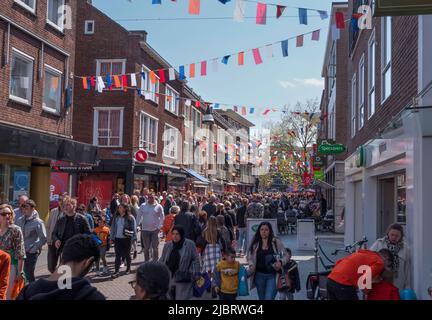 Large groups of people in the center of enschede Stock Photo