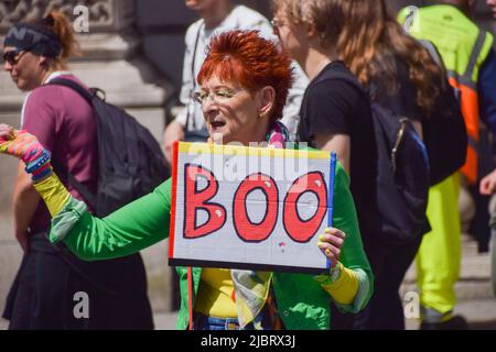 London, UK. 8th June 2022. Anti-Tory protesters gathered in Parliament Square as Boris Johnson faced Prime Minister's Questions. Credit: Vuk Valcic/Alamy Live News Stock Photo